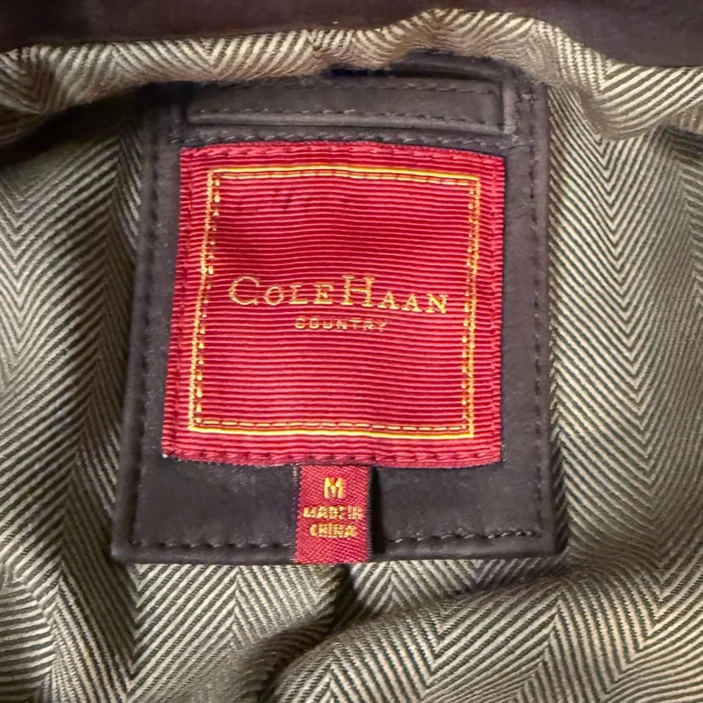 Vintage Mens Medium Cole Haan Country Brown Suede Calfskin Coat Jacket - Picture 7 of 7